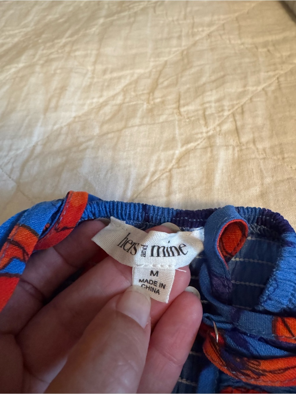 Blue Floral Spaghetti-Strap Jumpsuit with Orange Print - Picture 4 of 4